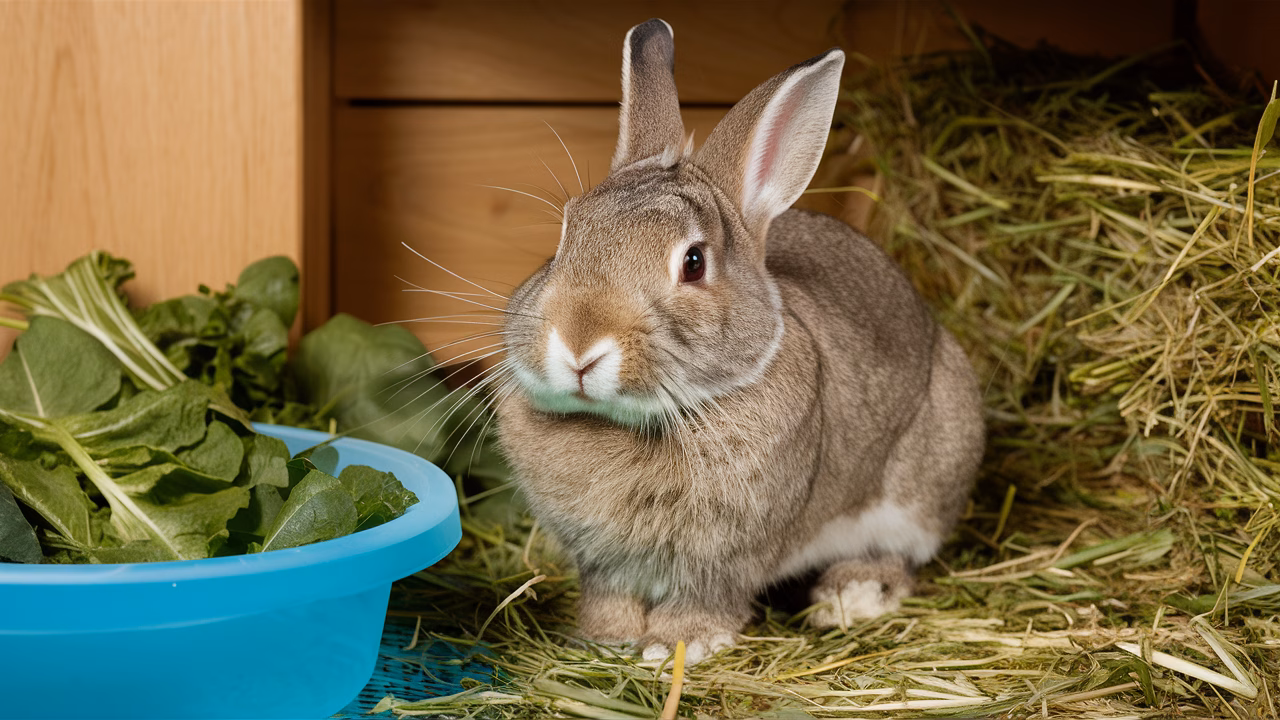 Optimal Rabbit Dental Care Healthy rabbit eating hay